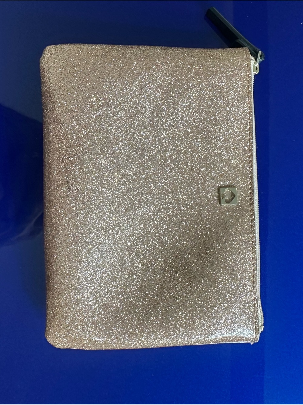 kate spade Rose Gold Glitter Zip Wristlet